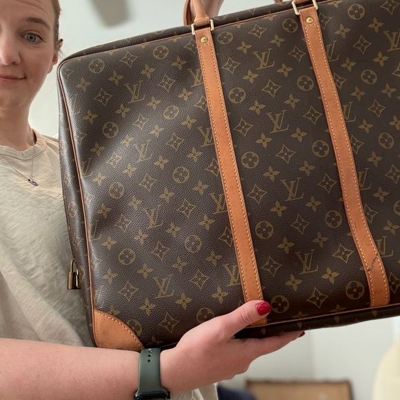 🎊 Authentic Vintage Louis Vuitton Luggage Brown Monogram Garmet Large Canvas - Picture 14 of 15